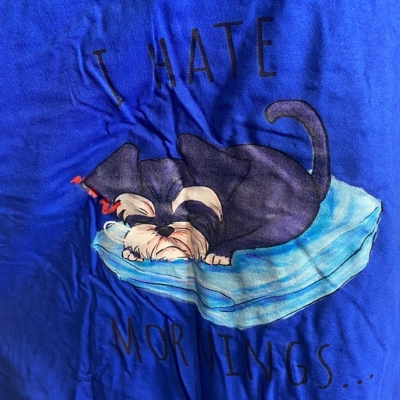 I hate Mornings Dog Fruit Of The Loom Blue T-Shirt Women’s Size 2XL - Picture 12 of 12